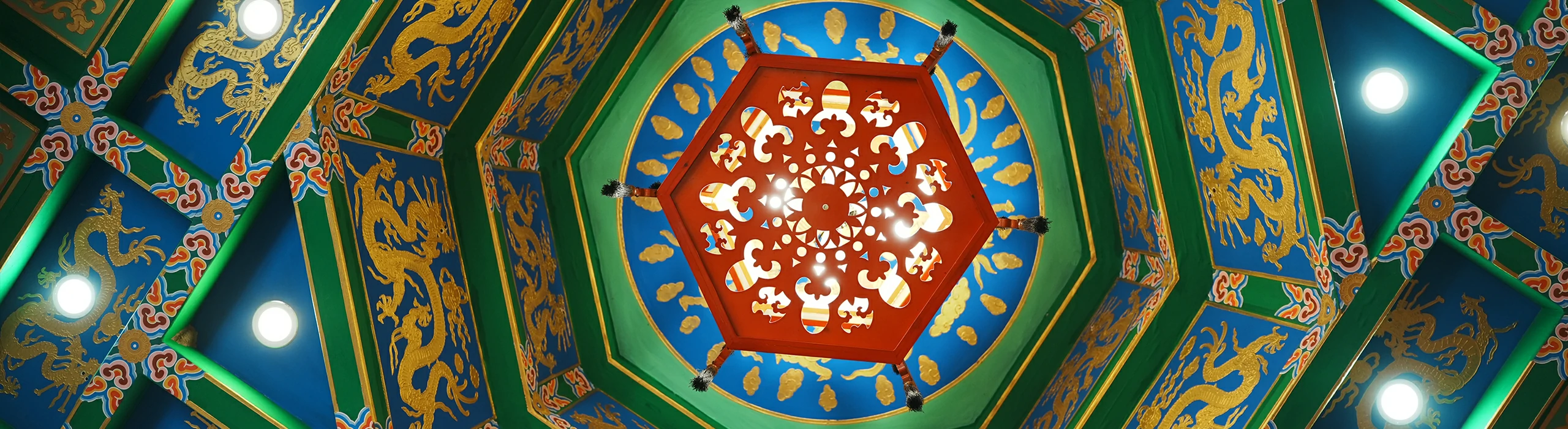 Colorful Taoist ceiling pattern for destiny reading and Five Elements culture