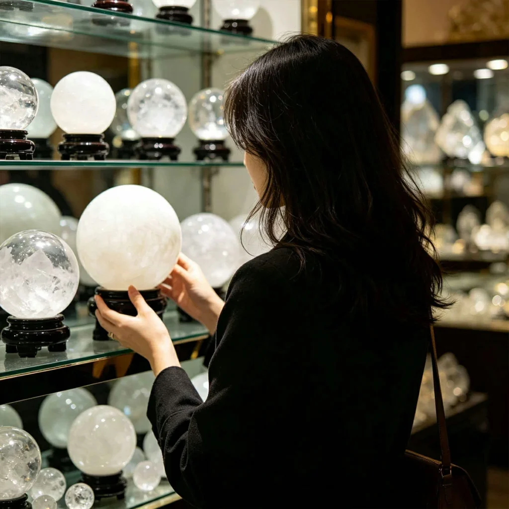 Large Clear Quartz Sphere | Clarity & Wisdom-Inspired Home Office Decor