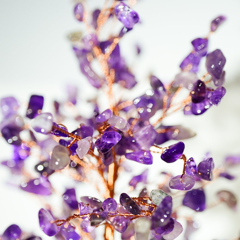 amethyst crystal tree,purple crystal tree,wisdom inspired crystal decor,crystal tree for study desk,amethyst tree for office,crystal tree home decor,study decor crystal tree,career inspired crystal decor,meaningful crystal gift,TS-402 crystal tree