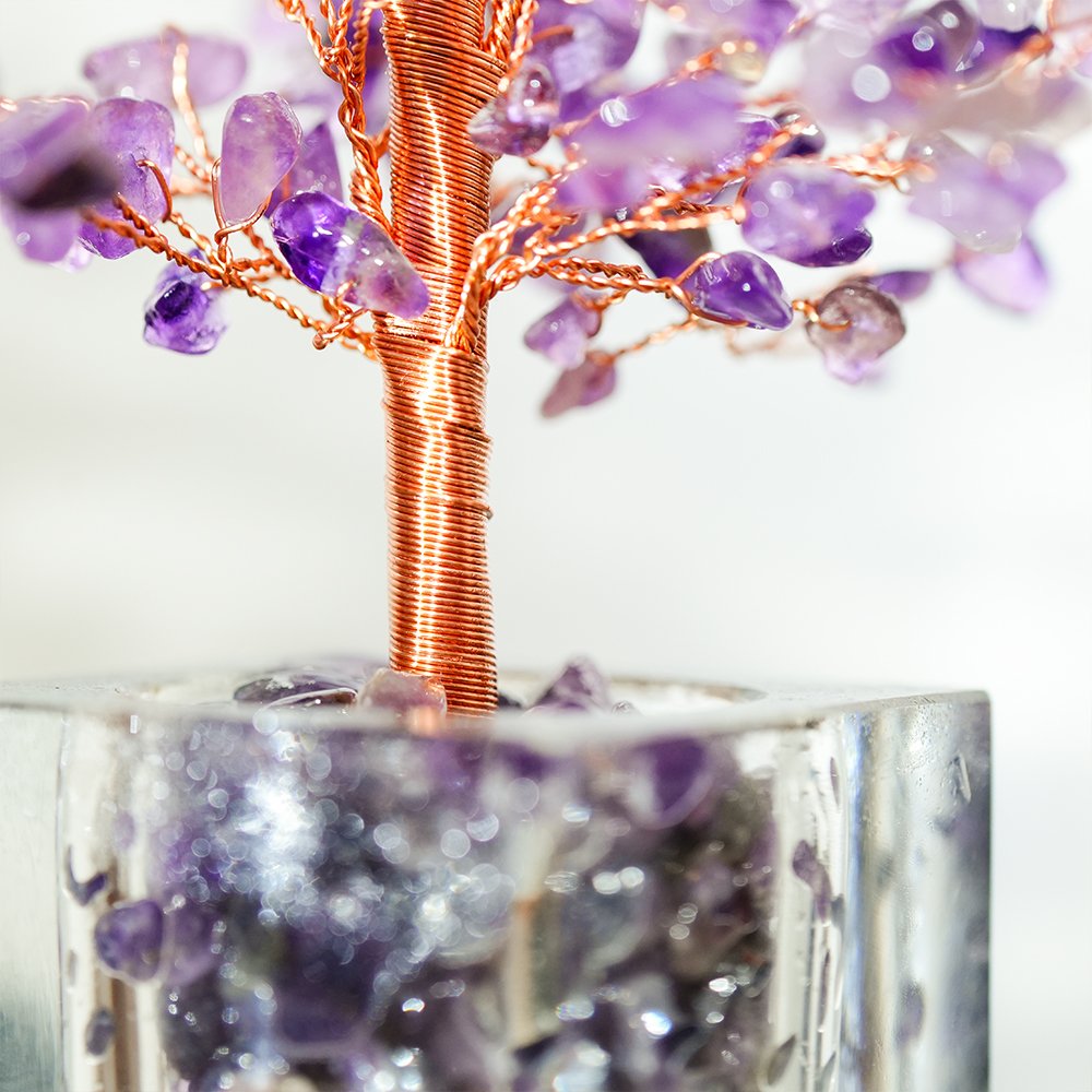 amethyst crystal tree,purple crystal tree,wisdom inspired crystal decor,crystal tree for study desk,amethyst tree for office,crystal tree home decor,study decor crystal tree,career inspired crystal decor,meaningful crystal gift,TS-402 crystal tree