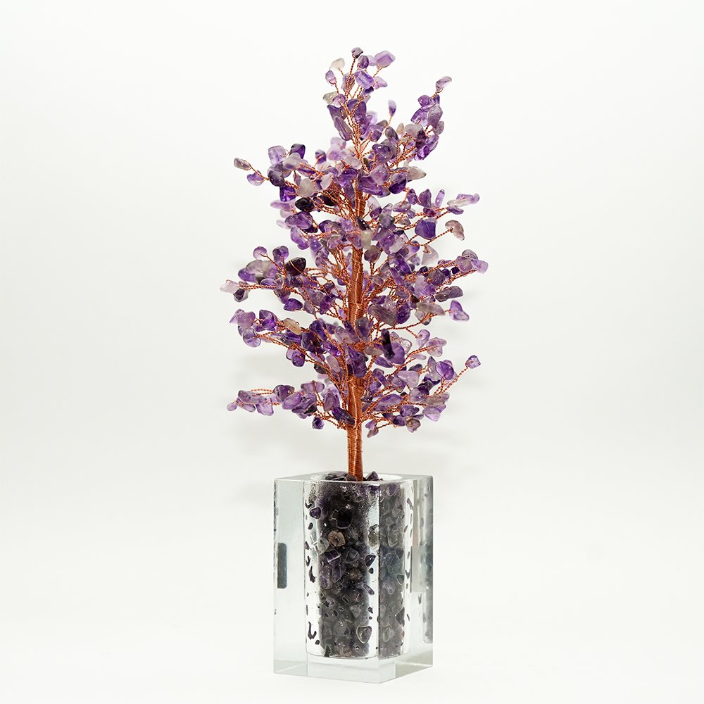 amethyst crystal tree,purple crystal tree,wisdom inspired crystal decor,crystal tree for study desk,amethyst tree for office,crystal tree home decor,study decor crystal tree,career inspired crystal decor,meaningful crystal gift,TS-402 crystal tree