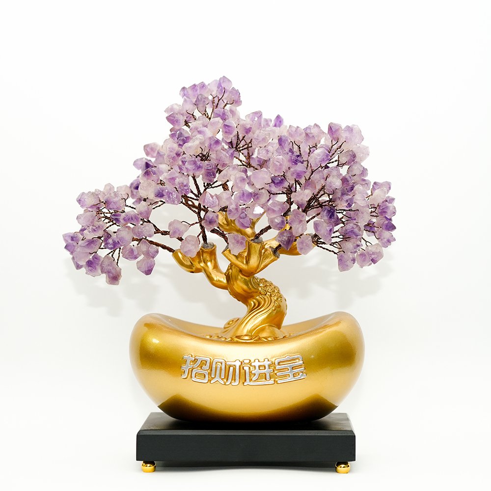 amethyst crystal tree,Zhao Cai Jin Bao crystal tree,purple crystal tree decor,career inspired crystal decor,wisdom inspired crystal tree,office crystal decor,study desk crystal tree,prosperity symbolism decor,Chinese auspicious crystal tree,TS-408 crystal tree