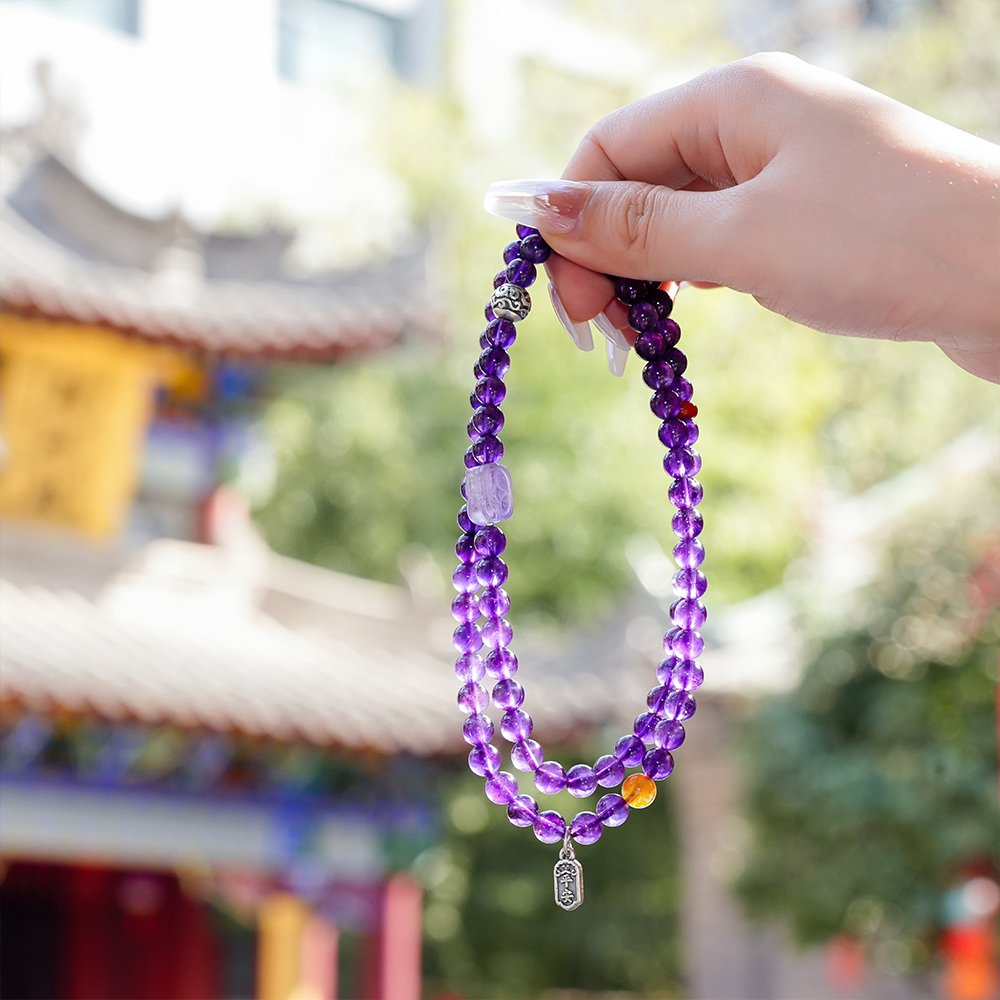 Amethyst Pixiu Multi-Wrap Bracelet,TS-203,amethyst bracelet,yellow tower crystal bracelet,southern red agate bracelet,Pixiu crystal bracelet,multi-wrap crystal bracelet,symbolic crystal jewelry
