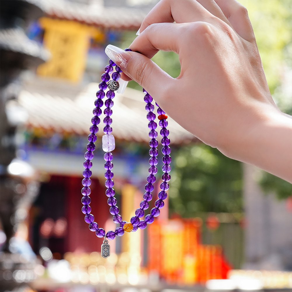 Amethyst Pixiu Multi-Wrap Bracelet,TS-203,amethyst bracelet,yellow tower crystal bracelet,southern red agate bracelet,Pixiu crystal bracelet,multi-wrap crystal bracelet,symbolic crystal jewelry