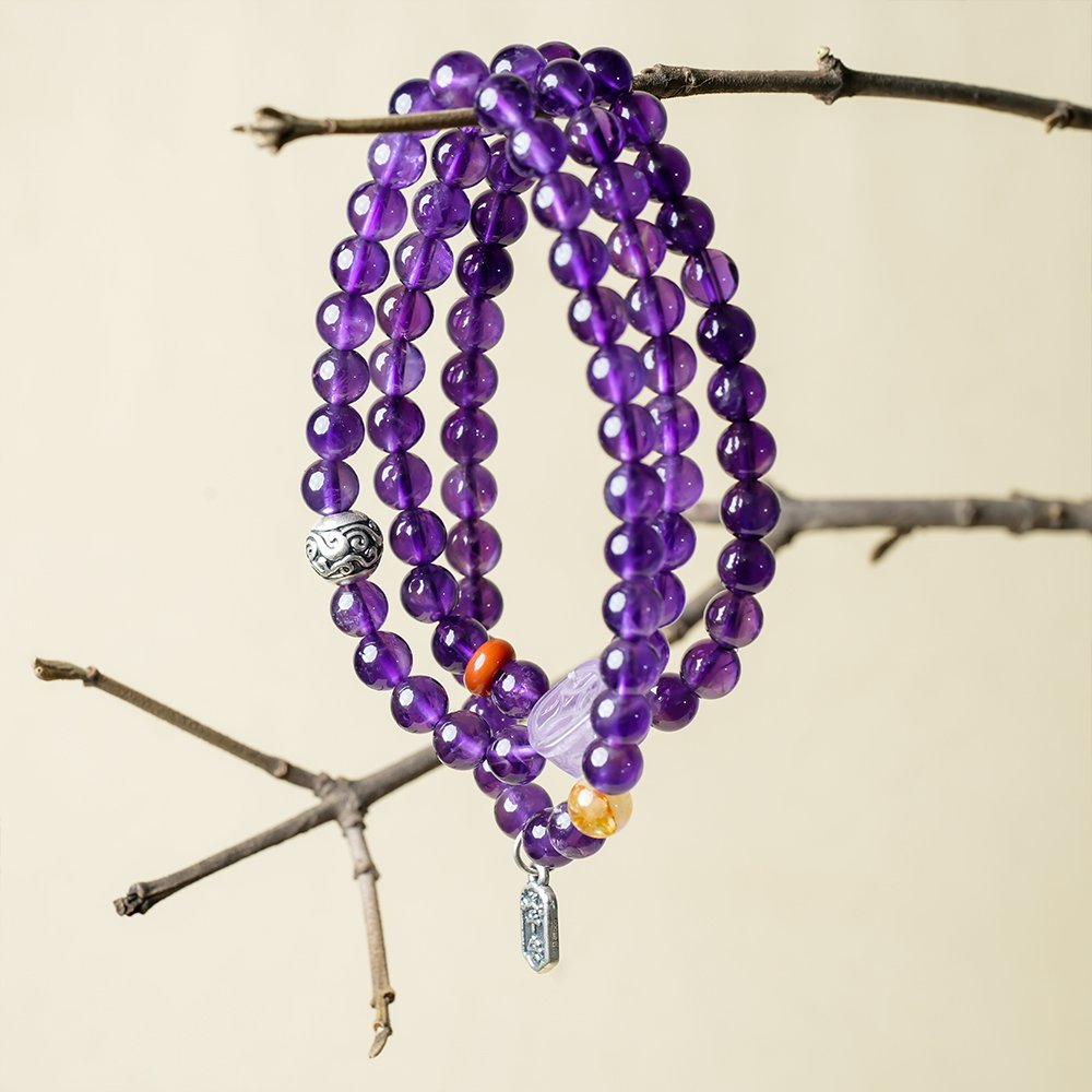 Amethyst Pixiu Multi-Wrap Bracelet,TS-203,amethyst bracelet,yellow tower crystal bracelet,southern red agate bracelet,Pixiu crystal bracelet,multi-wrap crystal bracelet,symbolic crystal jewelry