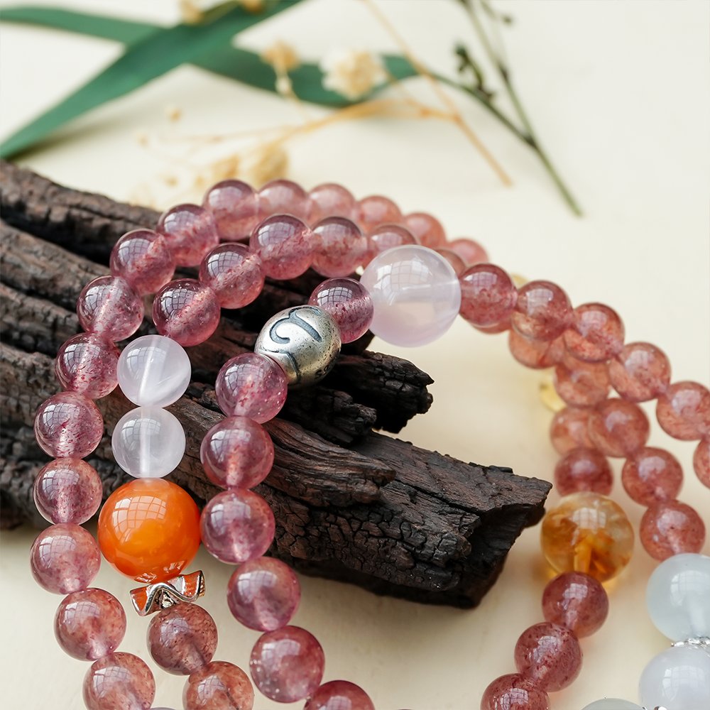 Aries crystal bracelet,Aries passion bracelet,zodiac crystal bracelet,rose quartz amethyst bracelet,strawberry quartz aquamarine bracelet,yellow phantom quartz bracelet,blue moonstone bracelet,Nanhong red agate bracelet,symbolic crystal jewelry,TS-212 bracelet