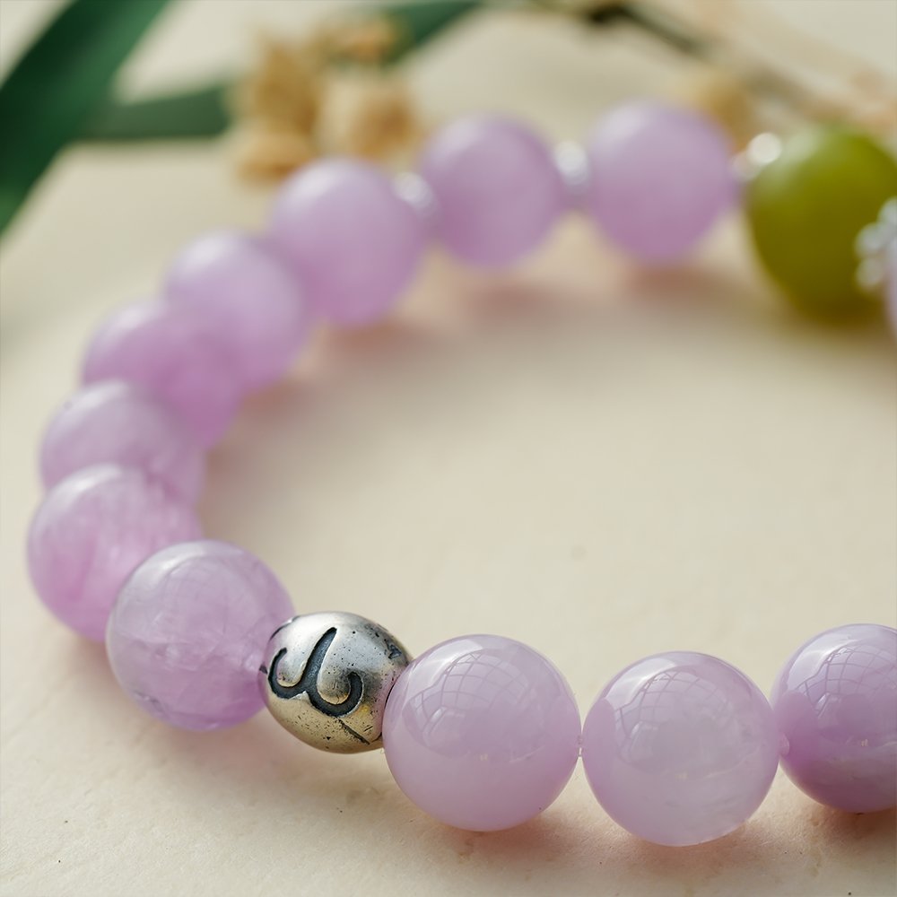 Aries crystal bracelet,Aries guardian bracelet,kunzite Xiuyan jade bracelet,stable energy crystal bracelet,zodiac crystal bracelet,kunzite bracelet,Xiuyan jade bracelet,Aries birthday gift,symbolic crystal jewelry,TS-126 bracelet