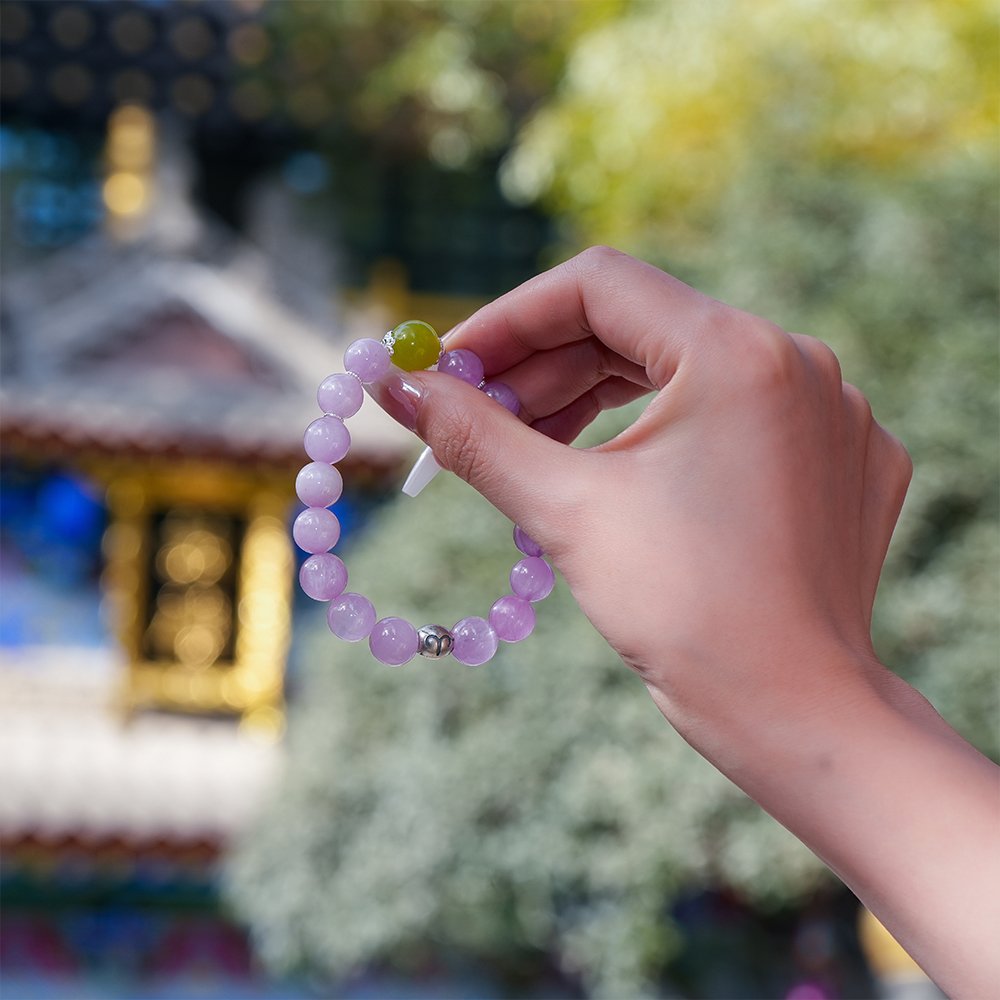 Aries crystal bracelet,Aries guardian bracelet,kunzite Xiuyan jade bracelet,stable energy crystal bracelet,zodiac crystal bracelet,kunzite bracelet,Xiuyan jade bracelet,Aries birthday gift,symbolic crystal jewelry,TS-126 bracelet