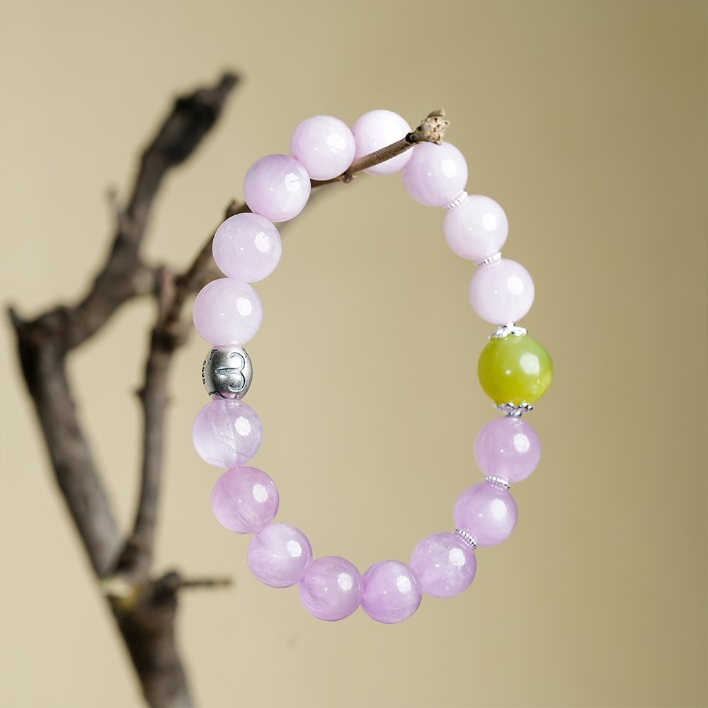 Aries crystal bracelet,Aries guardian bracelet,kunzite Xiuyan jade bracelet,stable energy crystal bracelet,zodiac crystal bracelet,kunzite bracelet,Xiuyan jade bracelet,Aries birthday gift,symbolic crystal jewelry,TS-126 bracelet