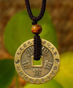 Five Thunder Command & Ziwei Hui Brass Pendant | Brown Cord Style