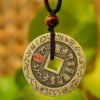 Ziwei Hui pendant,Ziwei brass pendant,Daoist brass pendant,Taoist culture necklace,Chinese symbolic pendant,brass cultural necklace,sandalwood brass pendant,auspicious Chinese jewelry,authority symbolism pendant,TD-304 pendant