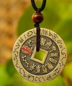 Nine-Character Mantra & Ziwei Hui Brass Pendant | Minimalist Cultural Style
