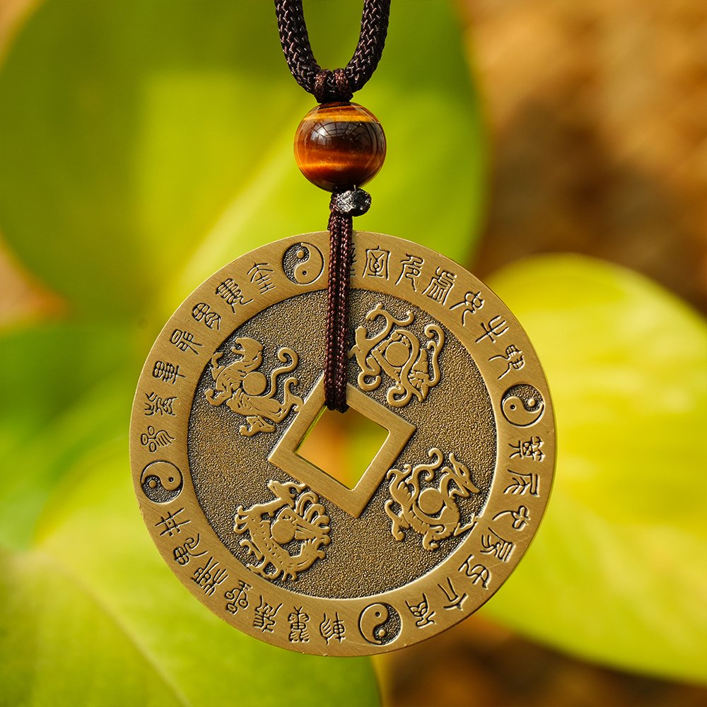 Nine-Character Mantra pendant,Ziwei Hui pendant,brass Daoist pendant,Lei Zu sacred title necklace,Taoist culture jewelry,Chinese symbolic pendant,minimalist brass pendant,auspicious cultural necklace,protective symbolism pendant,TD-305 pendant