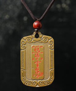 Nine-Tailed Fox Taohua Brass Pendant | Sandalwood Symbolic Style