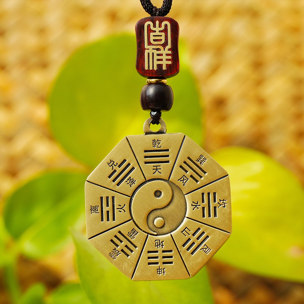 Taiji Bagua pendant,brass Bagua pendant,Taiji necklace,Chinese symbolic pendant,brass Taoist pendant,yin yang Bagua necklace,sandalwood brass pendant,auspicious Chinese pendant,heritage jewelry,TD-302 pendant