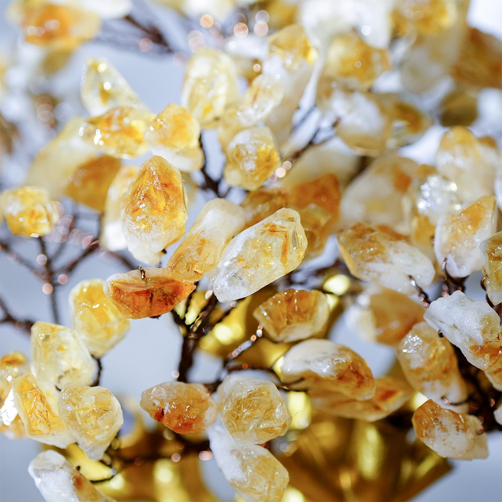 citrine crystal tree,Zhao Cai Jin Bao crystal tree,citrine money tree decor,abundance inspired crystal decor,prosperity symbolism decor,gold ingot crystal tree,yellow crystal tree,office crystal decor,home crystal ornament,TS-407 crystal tree