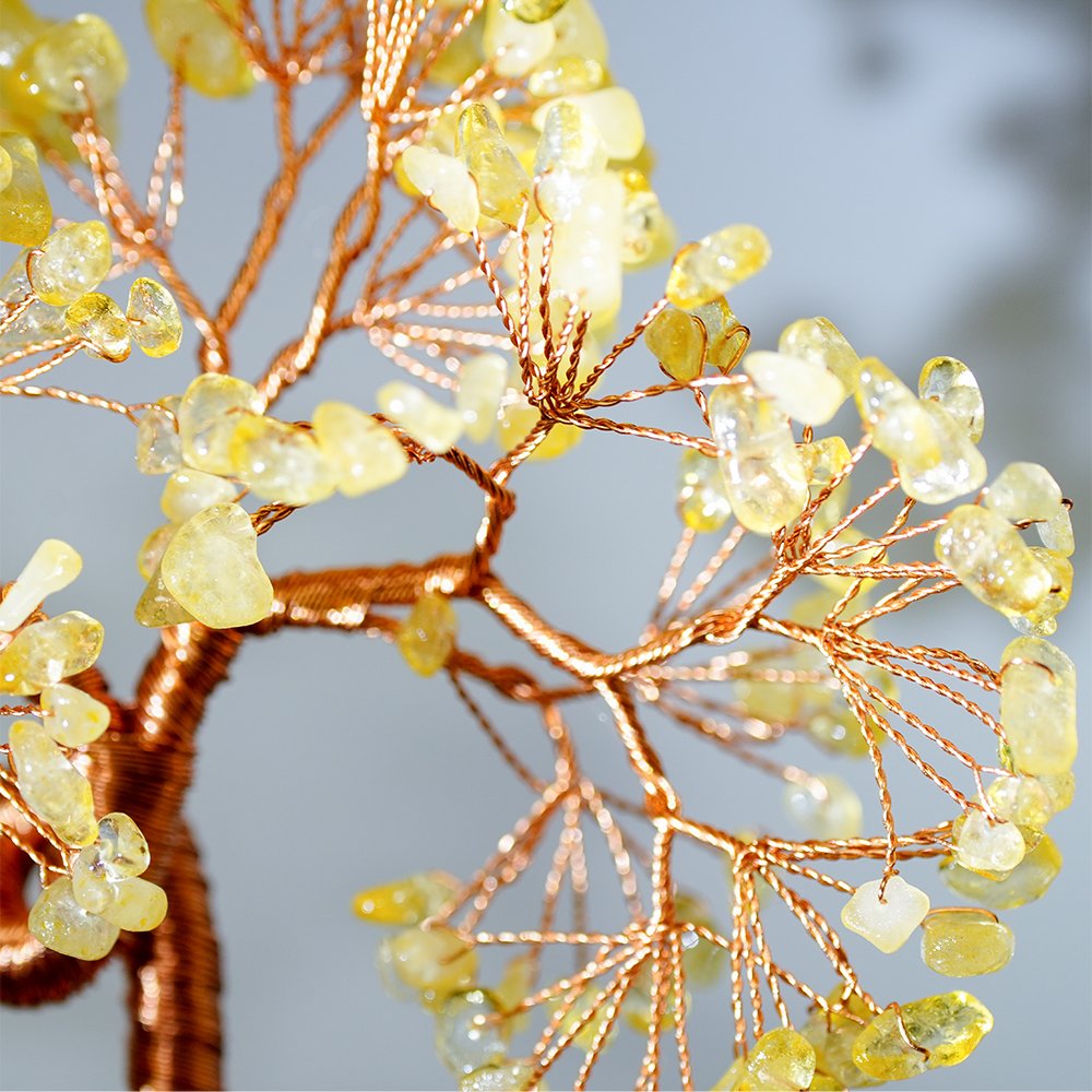 citrine crystal tree,yellow crystal tree,abundance inspired crystal decor,crystal tree for office,crystal tree for desk,prosperity symbolism decor,feng shui inspired crystal tree,citrine tree ornament,meaningful crystal gift,TS-401 crystal tree