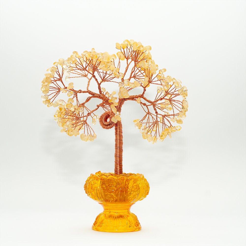 citrine crystal tree,yellow crystal tree,abundance inspired crystal decor,crystal tree for office,crystal tree for desk,prosperity symbolism decor,feng shui inspired crystal tree,citrine tree ornament,meaningful crystal gift,TS-401 crystal tree