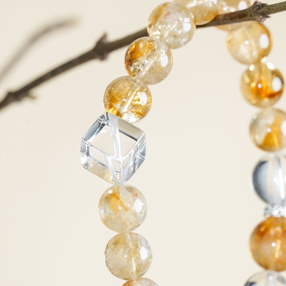 Yellow Tower Crystal Clear Quartz Sugar Cube Bracelet,TS-105,yellow tower crystal bracelet,clear quartz cube bracelet,crystal bracelet gift,elegant crystal bracelet,modern crystal jewelry