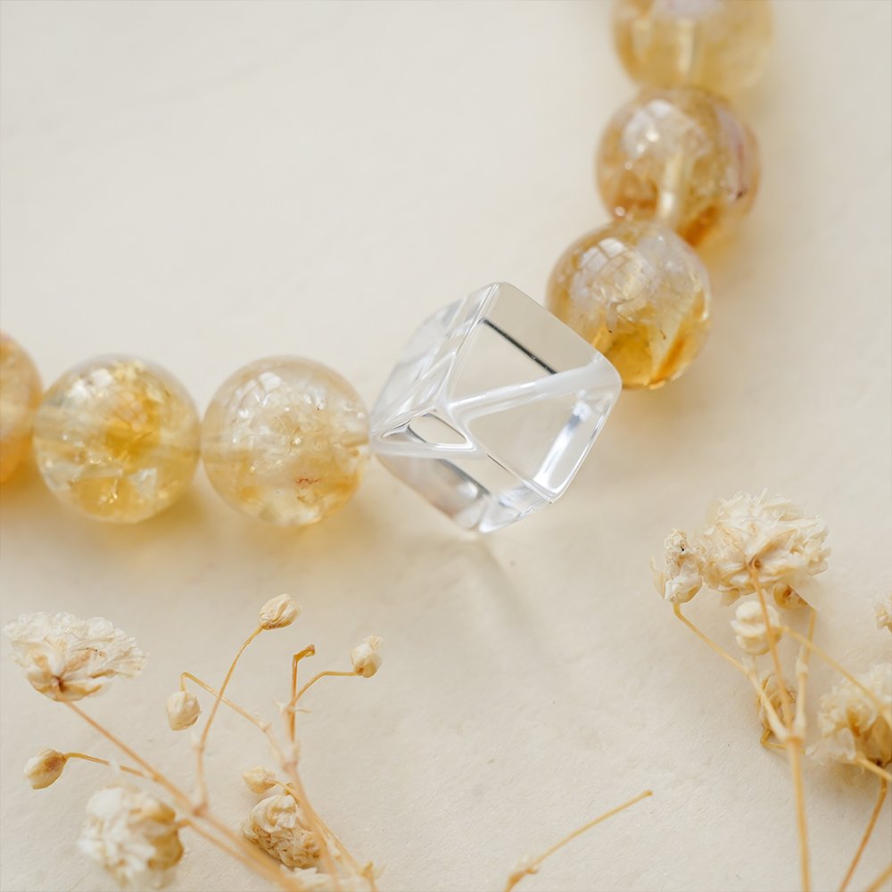Yellow Tower Crystal Clear Quartz Sugar Cube Bracelet,TS-105,yellow tower crystal bracelet,clear quartz cube bracelet,crystal bracelet gift,elegant crystal bracelet,modern crystal jewelry