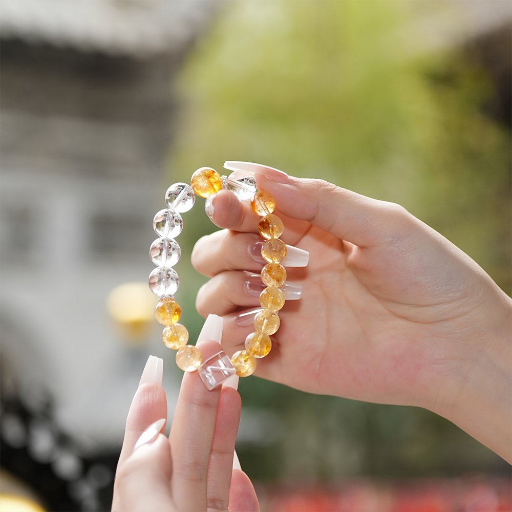 Yellow Tower Crystal Clear Quartz Sugar Cube Bracelet,TS-105,yellow tower crystal bracelet,clear quartz cube bracelet,crystal bracelet gift,elegant crystal bracelet,modern crystal jewelry