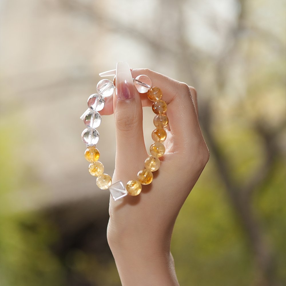 Yellow Tower Crystal Clear Quartz Sugar Cube Bracelet,TS-105,yellow tower crystal bracelet,clear quartz cube bracelet,crystal bracelet gift,elegant crystal bracelet,modern crystal jewelry