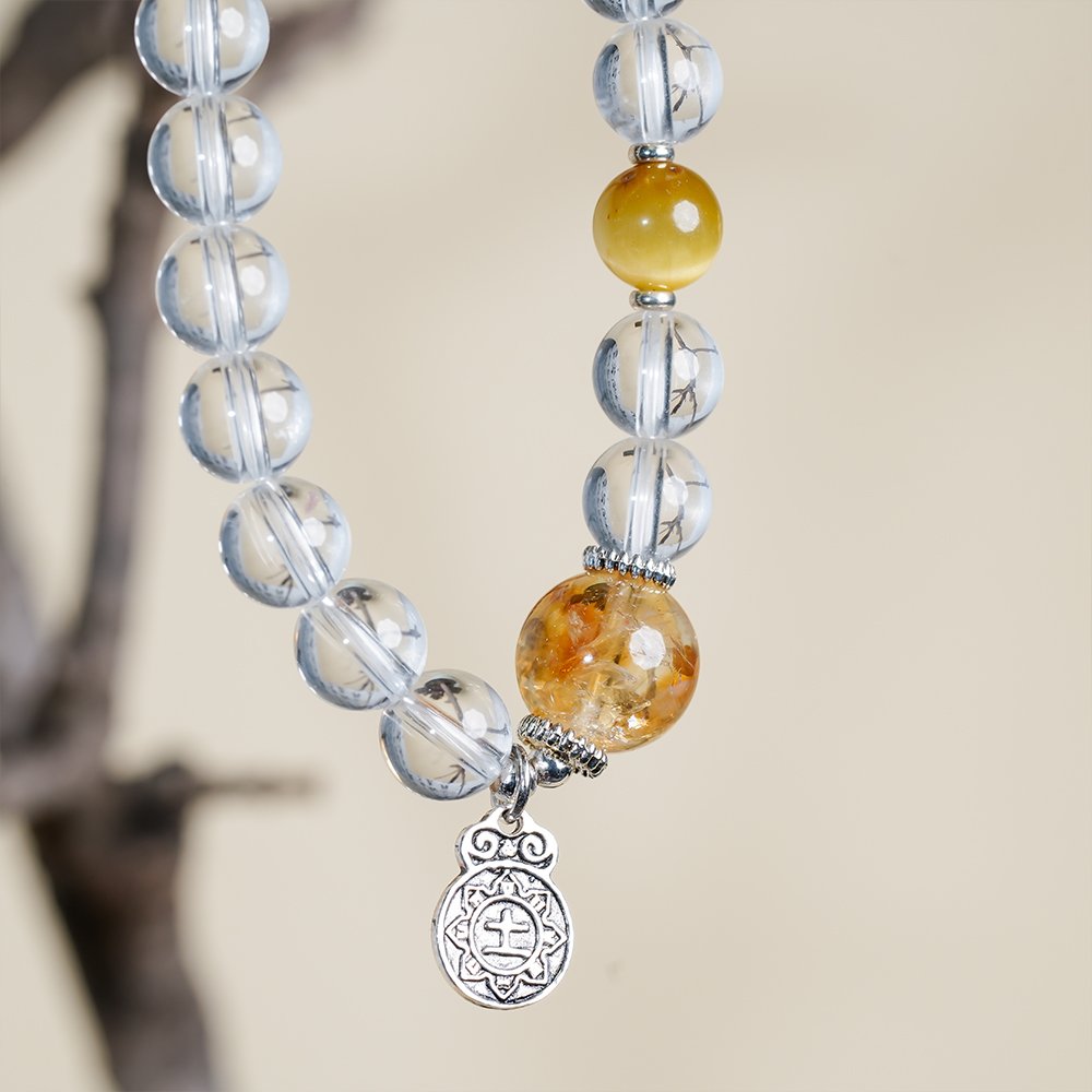 Five Elements Series Earth Bracelet,TS-1015,white crystal bracelet,yellow tower crystal bracelet,golden tiger eye bracelet,earth element bracelet,crystal bracelet gift,collectible crystal bracelet