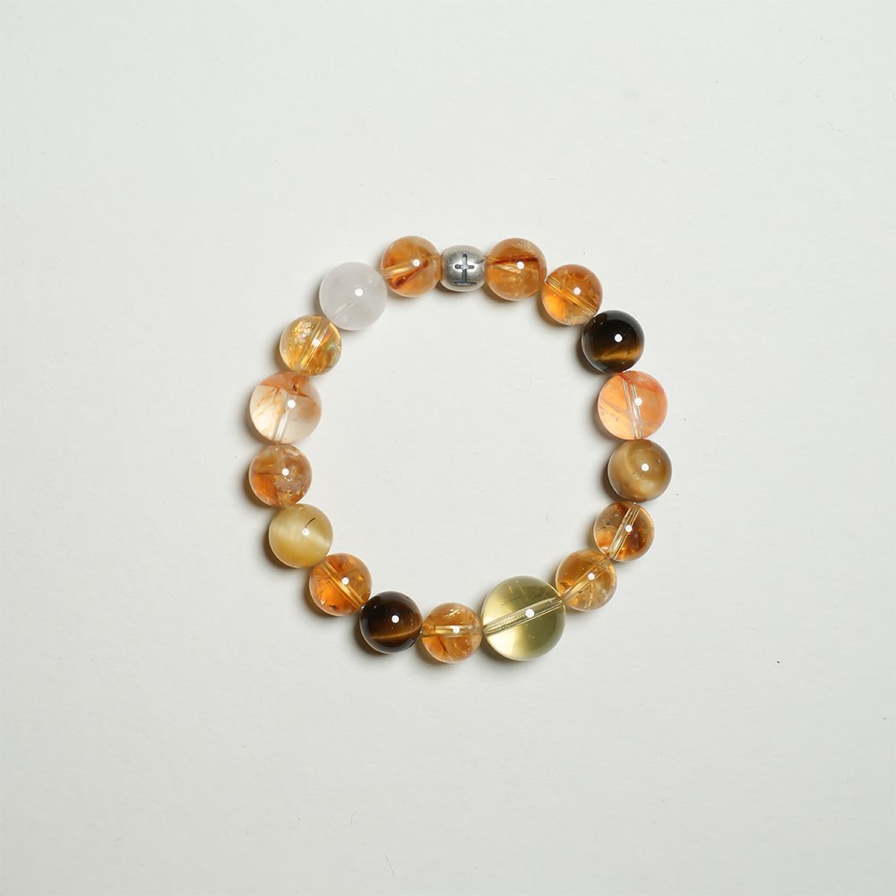 Five Elements Energy Earth Blessing Bracelet,TS-1025,yellow tiger eye bracelet,golden tiger eye bracelet,white phantom quartz bracelet,yellow crystal bracelet,earth element crystal bracelet,crystal bracelet gift