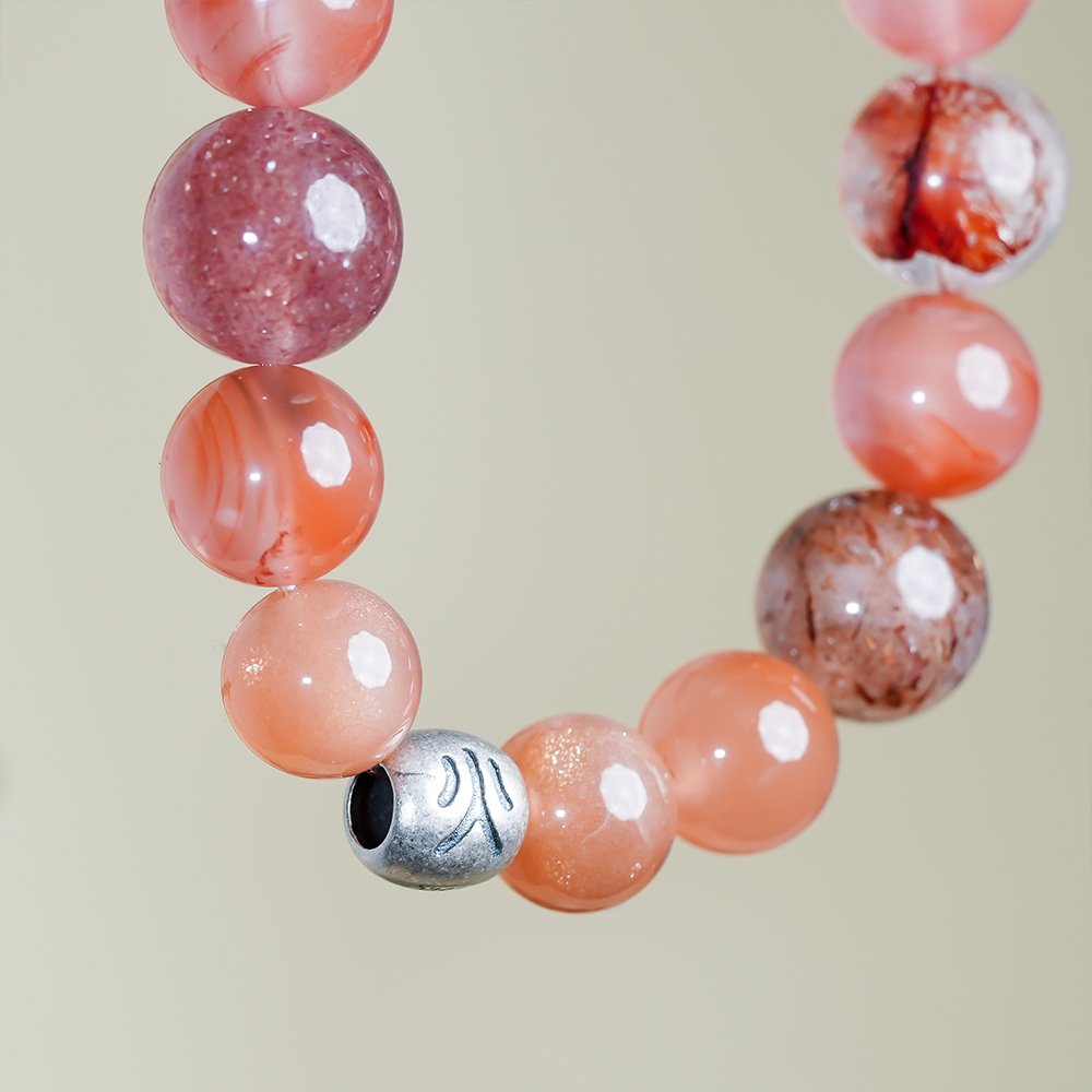 Five Elements Energy Fire Momentum Bracelet,TS-1024,sunstone bracelet,southern red agate bracelet,strawberry quartz bracelet,purple spodumene bracelet,fire element crystal bracelet,crystal bracelet gift