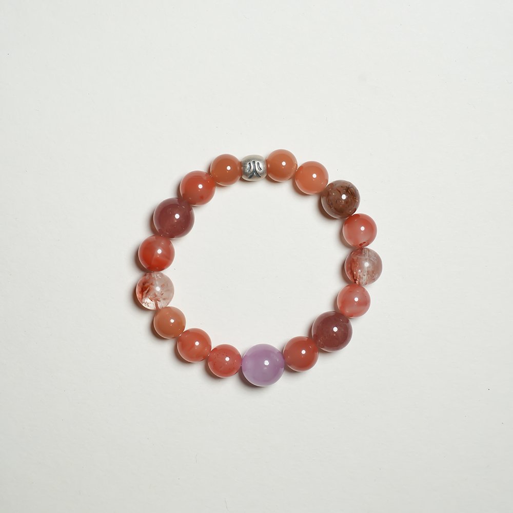 Five Elements Energy Fire Momentum Bracelet,TS-1024,sunstone bracelet,southern red agate bracelet,strawberry quartz bracelet,purple spodumene bracelet,fire element crystal bracelet,crystal bracelet gift