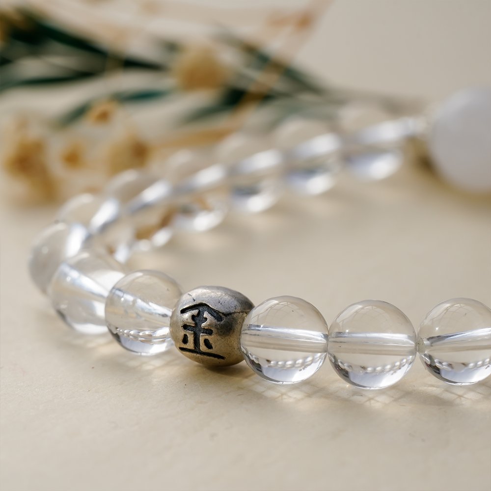Five Elements Series Metal Bracelet,TS-1011,white crystal bracelet,white phantom quartz bracelet,gray moonstone bracelet,metal element bracelet,crystal jewelry gift,collectible crystal bracelet