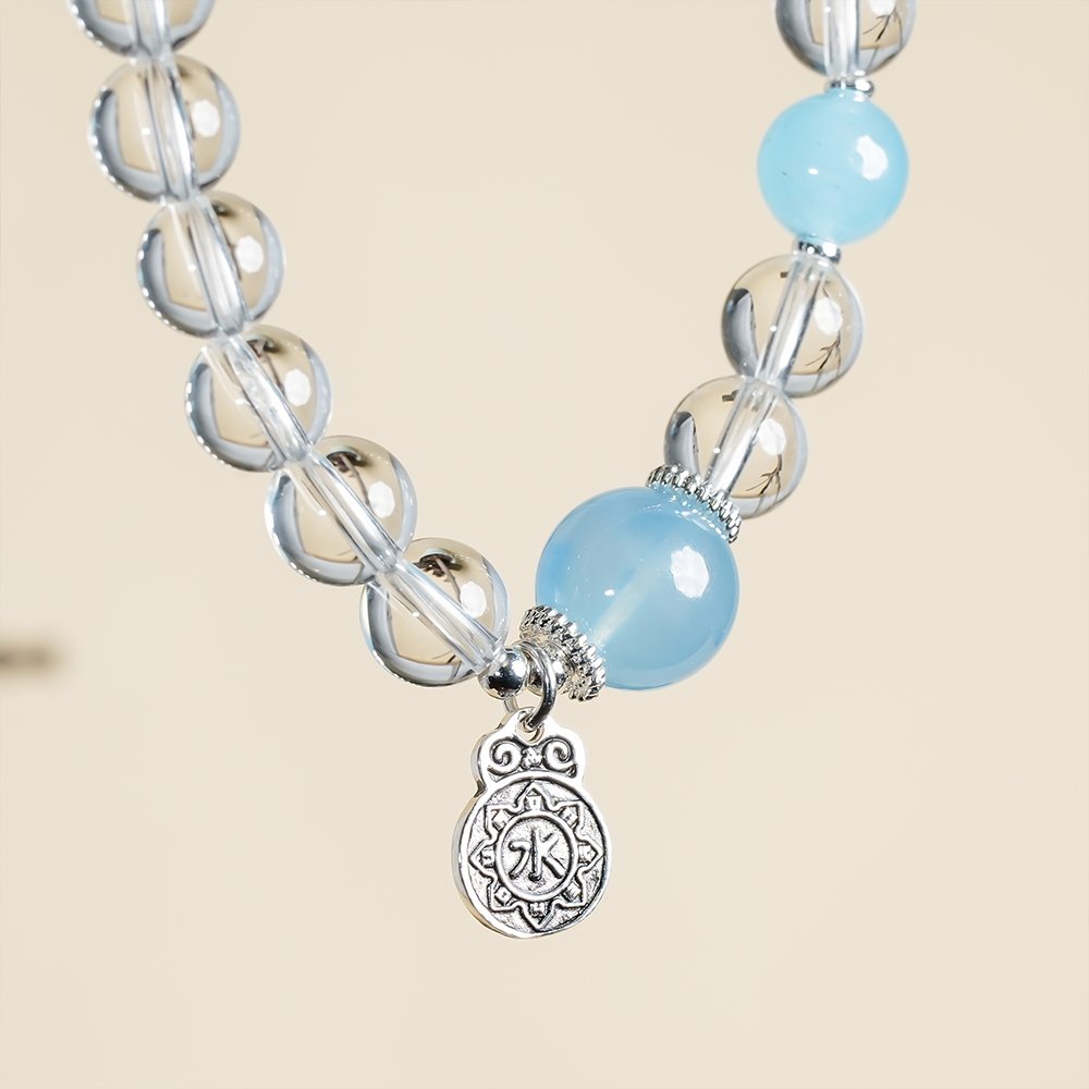 Five Elements Series Water Bracelet,TS-1013,white crystal bracelet,blue chalcedony bracelet,aquamarine bracelet,water element bracelet,crystal bracelet gift,collectible crystal bracelet,water element crystal bracelet,white crystal blue chalcedony aquamarine bracelet,aquamarine and blue chalcedony bracelet,blue crystal bracelet for everyday wear