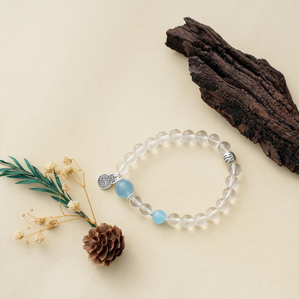 Five Elements Series Water Bracelet,TS-1013,white crystal bracelet,blue chalcedony bracelet,aquamarine bracelet,water element bracelet,crystal bracelet gift,collectible crystal bracelet,water element crystal bracelet,white crystal blue chalcedony aquamarine bracelet,aquamarine and blue chalcedony bracelet,blue crystal bracelet for everyday wear