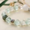 Five Elements Energy Metal Momentum Bracelet,TS-1021,white phantom quartz bracelet,clear quartz bracelet,white moonstone bracelet,blue moonstone bracelet,gold rutilated quartz bracelet,metal element crystal bracelet