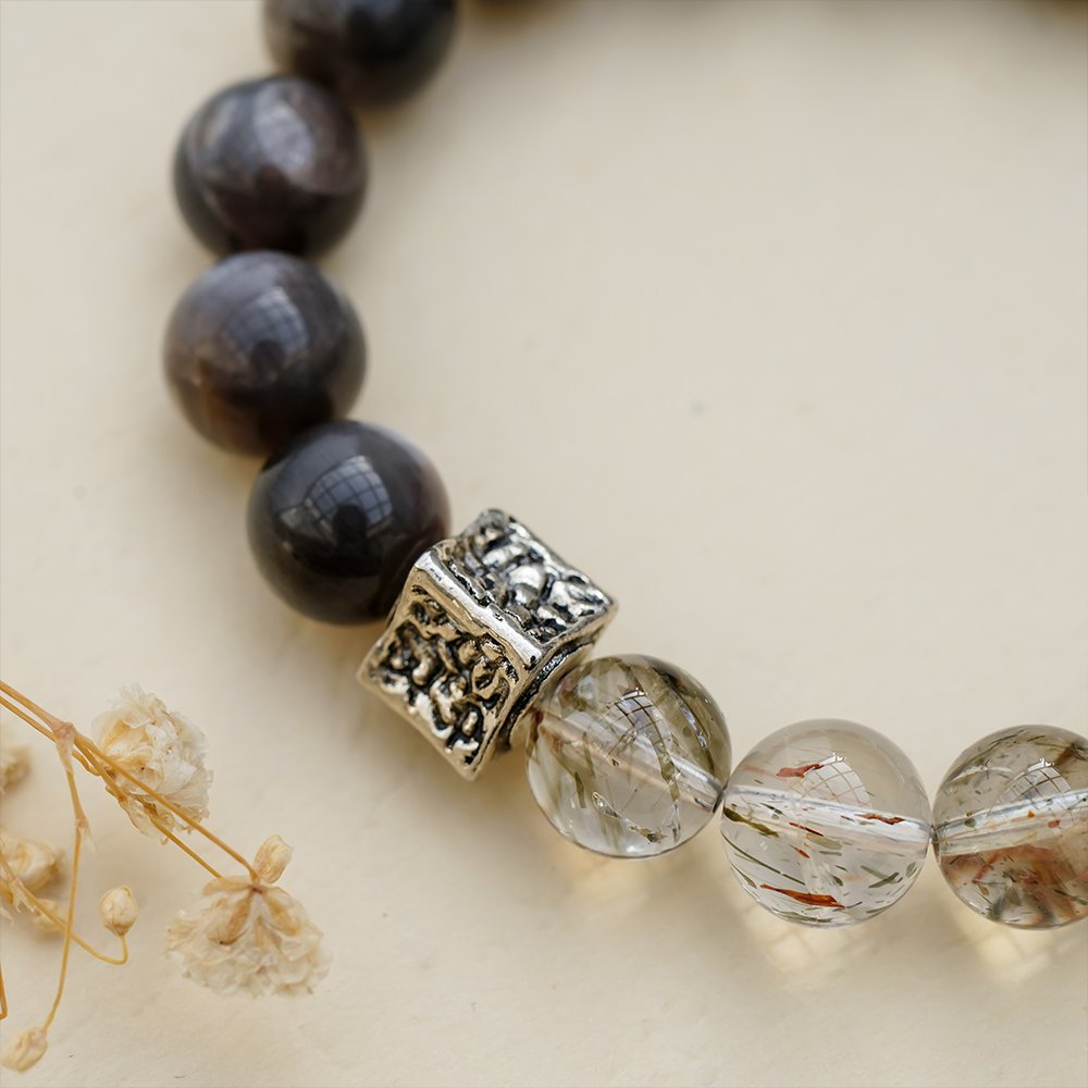 golden skeleton quartz bracelet,black gold super seven bracelet,decision clarity crystal bracelet,men’s crystal bracelet,business style crystal bracelet,grounding crystal bracelet,10mm crystal bracelet,natural stone bracelet,symbolic crystal jewelry,TS-119 bracelet