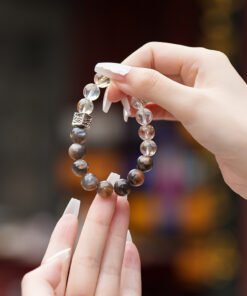 Golden Skeleton Quartz & Black-Gold Super Seven Bracelet | Decision Clarity Crystal Style