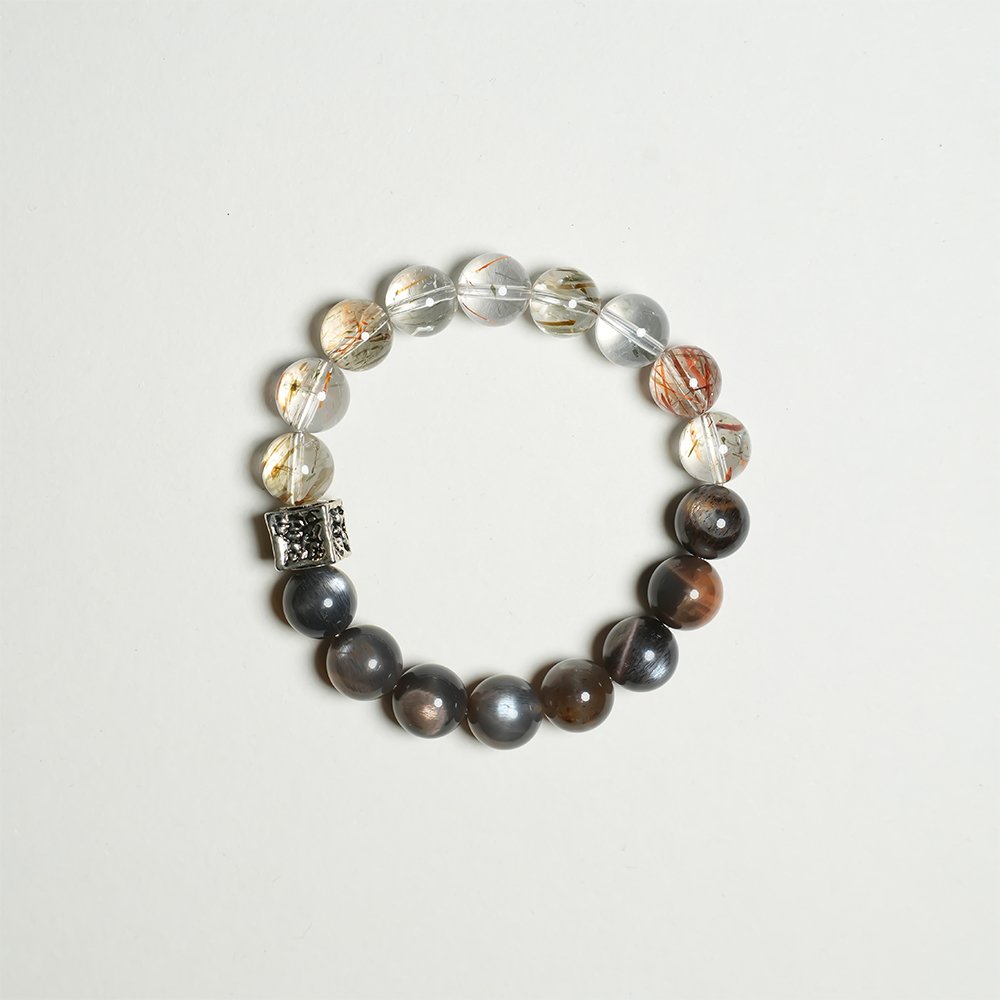 golden skeleton quartz bracelet,black gold super seven bracelet,decision clarity crystal bracelet,men’s crystal bracelet,business style crystal bracelet,grounding crystal bracelet,10mm crystal bracelet,natural stone bracelet,symbolic crystal jewelry,TS-119 bracelet