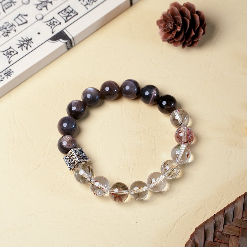 golden skeleton quartz bracelet,black gold super seven bracelet,decision clarity crystal bracelet,men’s crystal bracelet,business style crystal bracelet,grounding crystal bracelet,10mm crystal bracelet,natural stone bracelet,symbolic crystal jewelry,TS-119 bracelet
