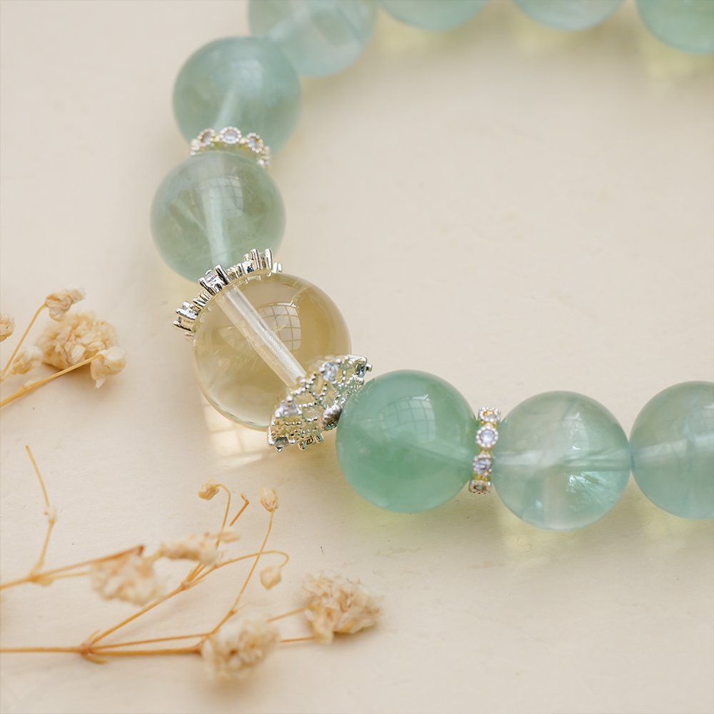 green fluorite bracelet,citrine bracelet,rose quartz bracelet,focus inspired crystal bracelet,study crystal bracelet,workday crystal bracelet,creative inspiration bracelet,green crystal bracelet,meaningful crystal jewelry,TS-128 bracelet