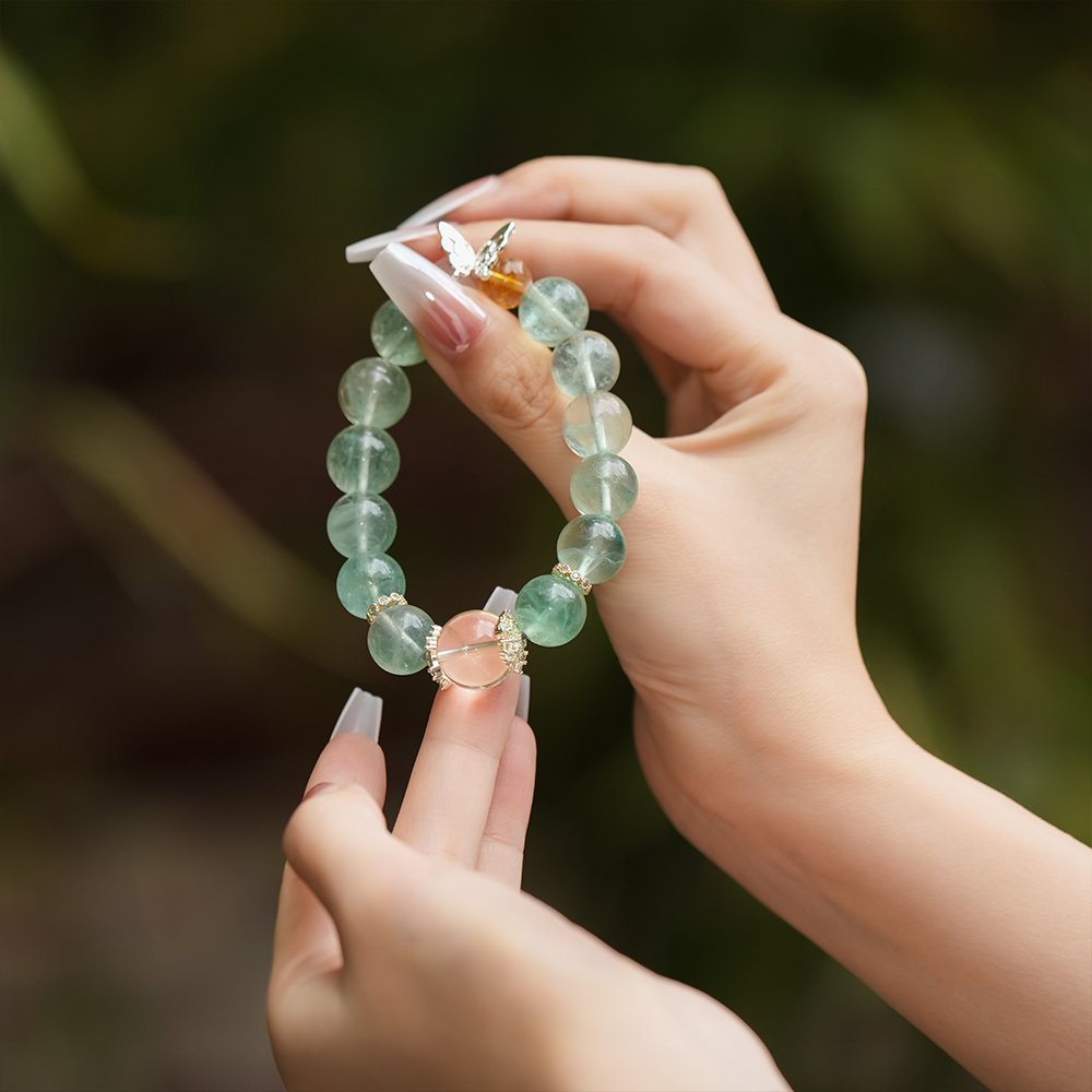 green fluorite bracelet,citrine bracelet,rose quartz bracelet,focus inspired crystal bracelet,study crystal bracelet,workday crystal bracelet,creative inspiration bracelet,green crystal bracelet,meaningful crystal jewelry,TS-128 bracelet