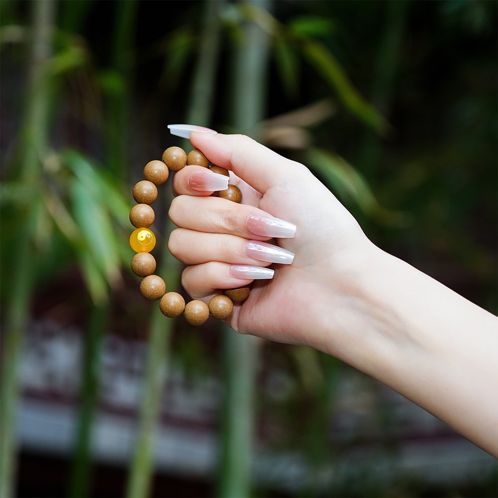 Taoist-Inspired Five Elements Yellow Incense Beads,Yellow Incense Beads 10mm,TH-1025,incense beads,earth incense blend,traditional fragrance beads,incense bead gift,collectible incense beads