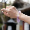 Purple Multi-Gem Rose Quartz Fox Bracelet,TS-110,amethyst bracelet,purple phantom quartz bracelet,lepidolite bracelet,rose quartz fox bracelet,crystal bracelet gift,elegant crystal jewelry
