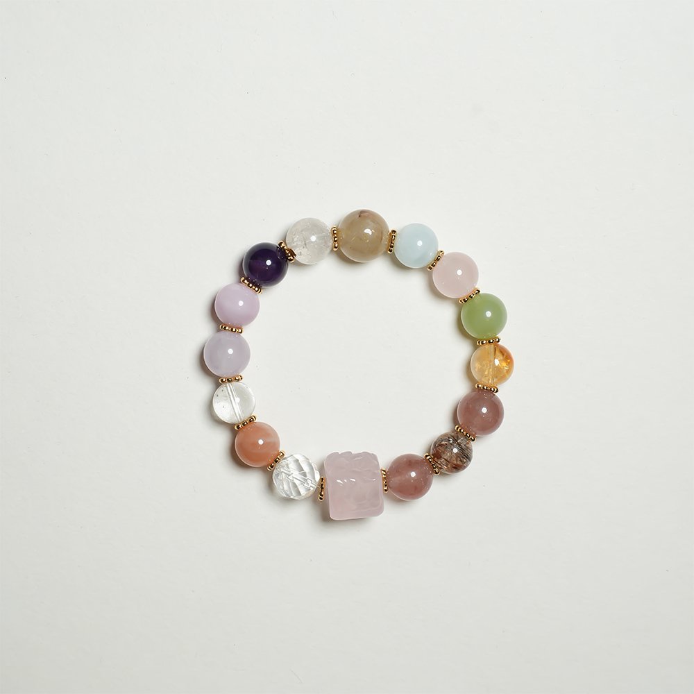 energy full bloom crystal bracelet,multi gem crystal bracelet,colorful crystal bracelet,restorative crystal bracelet,clear quartz amethyst rose quartz bracelet,citrine aquamarine bracelet,multi stone crystal bracelet,spiritual jewelry gift,crystal bracelet TS-111