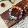 clear quartz multi wrap bracelet,clear quartz multi gem bracelet,cleansing clarity crystal bracelet,white crystal bracelet,aquamarine strawberry quartz bracelet,yellow phantom quartz bracelet,amethyst accent bracelet,multi wrap crystal bracelet,symbolic crystal jewelry,TS-206 bracelet