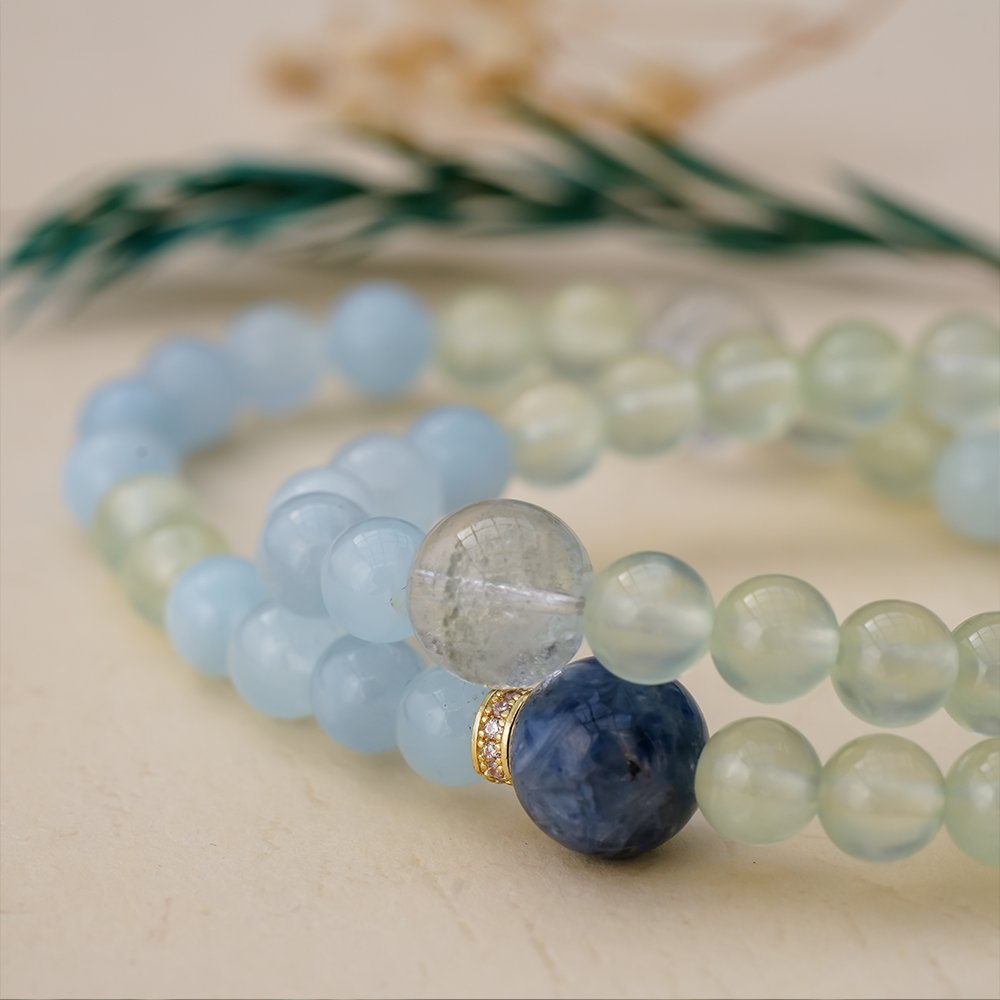 prehnite aquamarine bracelet,green phantom quartz bracelet,blue crystal bracelet,career minded crystal bracelet,communication symbolism bracelet,clear direction crystal bracelet,green blue crystal bracelet,meaningful crystal jewelry,daily wear crystal bracelet,TS-211 bracelet