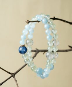 Prehnite, Aquamarine, Green Phantom Quartz & Blue Crystal Bracelet | Career-Minded Crystal Style