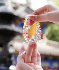 Prehnite, Rose Stone & Green Phantom Quartz Multi-Wrap Bracelet | Abundance-Inspired Crystal Style