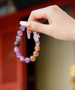 Purple Multi-Gem Rose Quartz Fox Bracelet | Elegant Charm Style