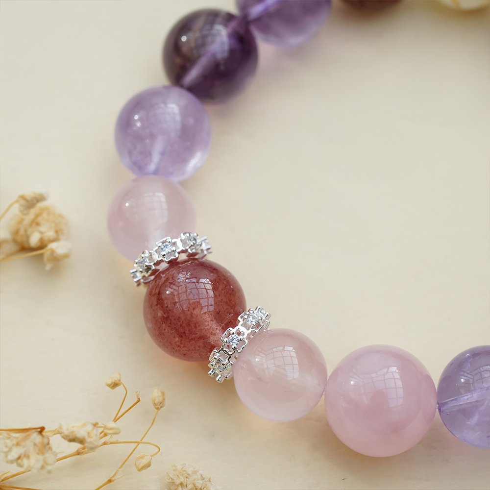 Chinese Zodiac Rat bracelet,zodiac rat crystal bracelet,career minded crystal bracelet,rose quartz amethyst citrine bracelet,golden rutilated quartz bracelet,black gold super seven bracelet,strawberry quartz bracelet,symbolic crystal jewelry,TS-127 bracelet