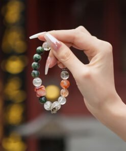 Red & Green Multi-Gem Crystal Bracelet | Spiritual Reflection Crystal Style